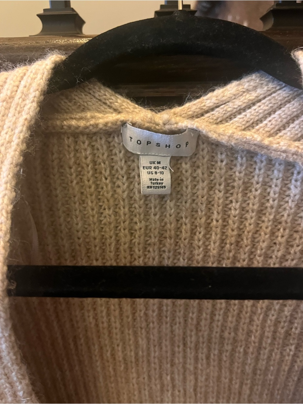 Topshop Cream Open-Front Ribbed Cardigan - Picture 3 of 3